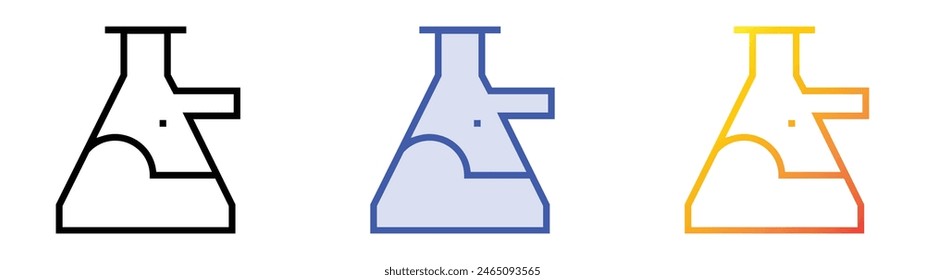 icono de matraz. Diseño de estilo de relleno lineal, azul y degradado aislado sobre fondo blanco