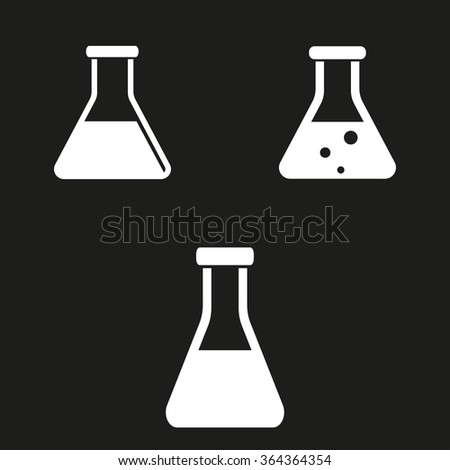 Flask icon on black background. Vector illustration.