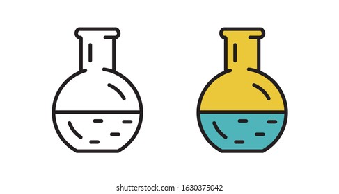 Flask icon on white background. Vector illustration in flat style. Chemical flask symbol for website design, logo, app.