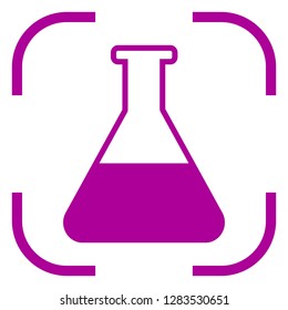 Flask icon in purple focus. White background