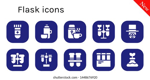 flask icon set. 10 filled flask icons.  Collection Of - Blood test, Thermo, Chemistry, Magician, Test tube, Test tubes, Flask