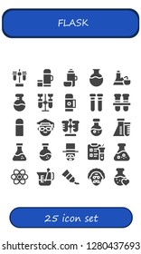  flask icon set. 25 filled flask icons. Simple modern icons about  - Test tube, Thermo, Flask, Chemistry, Test tubes, Scientist, Science, Magician, Beaker, Tube, Love potion