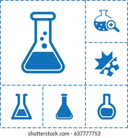 Flask icon. set of 6 flask filled icons such as test tube search, test tube