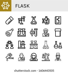 flask icon set. Collection of Molecular, Test tube, Science, Laboratory, Scientific, Flask, Chemistry, Scientist, Sample tube, Bioengineering, Chemical, Blood test, Magician icons