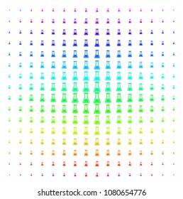 Flask icon spectral halftone pattern. Vector flask shapes arranged into halftone grid with vertical spectral gradient. Designed for backgrounds, covers and abstract effects.