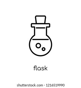 flask icon. Trendy modern flat linear vector flask icon on white background from thin line collection, outline vector illustration