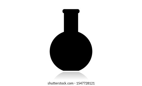 Flask icon vector design. Black icon with reflection isolated on the white background