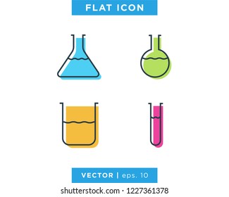 Flask Icon Vector Design Template. Lab Equipment Sign With Variant Colors.