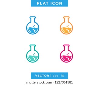 Flask Icon Vector Design Template. Lab Equipment Sign With Variant Colors.
