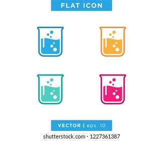 Flask Icon Vector Design Template. Lab Equipment Sign With Variant Colors.