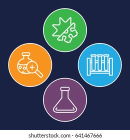 Flask icons set. set of 4 flask outline icons such as test tube search 