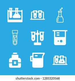 flask icons set with chemistry, beaker and flask with bubbles vector set