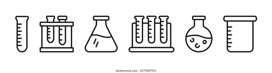 Flask icons set. Test tube, chemical flask. Vector illustration.