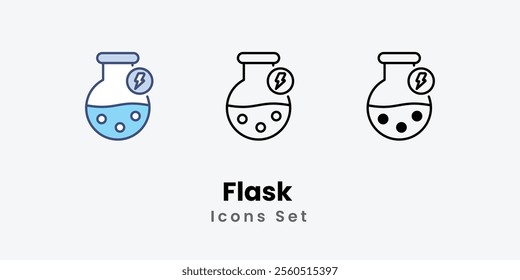 Flask Icons thin line and glyph vector icon stock illustration