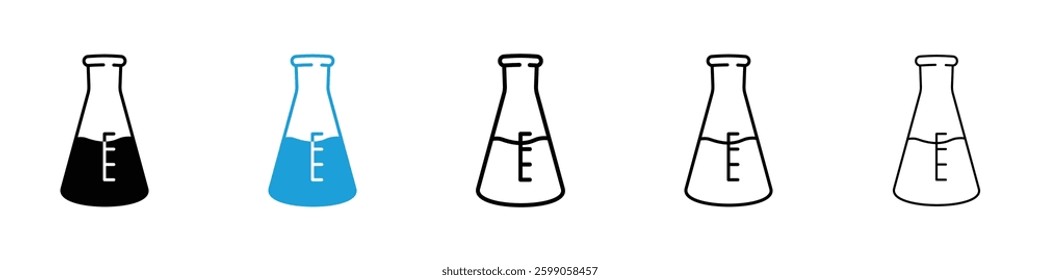 Flask icons vector illustrations in black and blue colors for web and ui designs