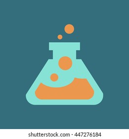 Flask illustration vector on the green background. Vector illustration
