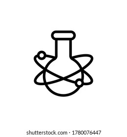 Matraz, innovación, ícono de átomo. Línea simple, contorno vectorial elementos de innovaciones iconos para ui y ux, sitio web o aplicación móvil