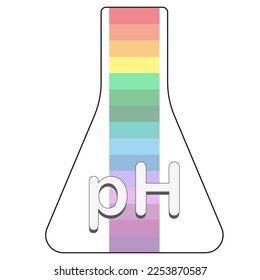 A flask with an iridescent spectrum and a pH level designation. Vector illustration