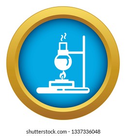 Flask lab burner icon blue vector isolated on white background for any design