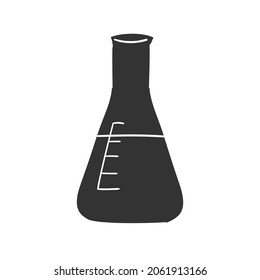 Flask Lab Icon Silhouette Illustration. Science Glass Research Vector Graphic Pictogram Symbol Clip Art. Doodle Sketch Black Sign.