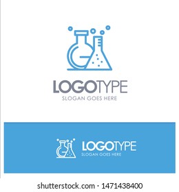 Flask, Lab, Tube, Test Blue Outline Logo Place for Tagline. Vector Icon Template background