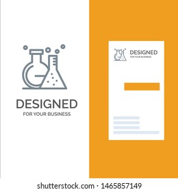 Flask, Lab, Tube, Test Grey Logo Design and Business Card Template. Vector Icon Template background