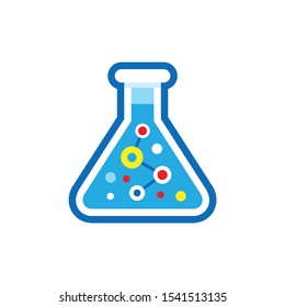 Flask laboratory glass icon flat design. Test tube concept vector sign.