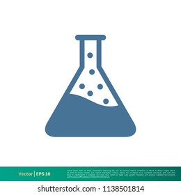 Flask Laboratory Glass Icon Vector Logo Template Illustration Design. Vector EPS 10.