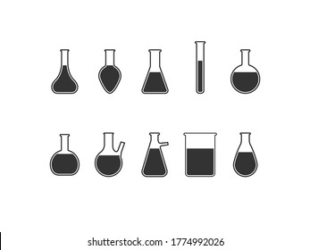 Flask, laboratory icon. Vector illustration, flat design.