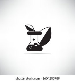 flask and leaf for biotechnology and farming concept icon