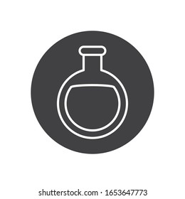 Flask line block style icon design, Chemistry substance science laboratory research technology biology equipment and test theme Vector illustration