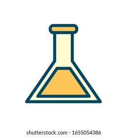 Flask line and fill style icon design, Chemistry substance science laboratory research technology biology equipment and test theme Vector illustration