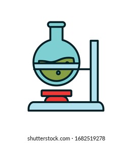 Flask line and fill style icon design, Chemistry science laboratory research technology biology equipment and test theme Vector illustration