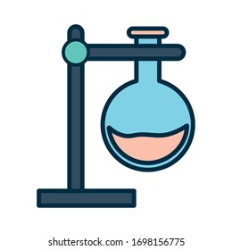 Flask line and fill style icon design, Science chemistry laboratory research technology biology equipment and test theme Vector illustration