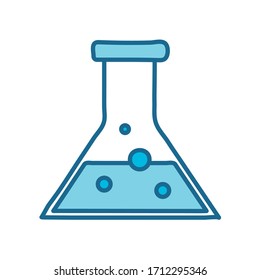 Flask line and fill style icon design, Science chemistry laboratory research technology biology equipment and test theme Vector illustration