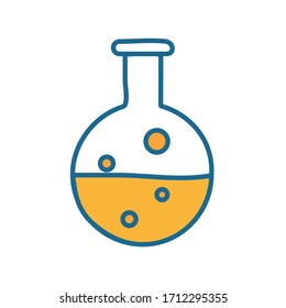 Flask line and fill style icon design, Science chemistry laboratory research technology biology equipment and test theme Vector illustration