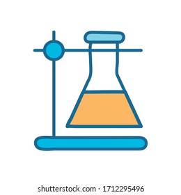 Flask line and fill style icon design, Science chemistry laboratory research technology biology equipment and test theme Vector illustration