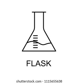 flask line icon. Element of medicine icon with name for mobile concept and web apps. Thin line flask icon can be used for web and mobile on white background