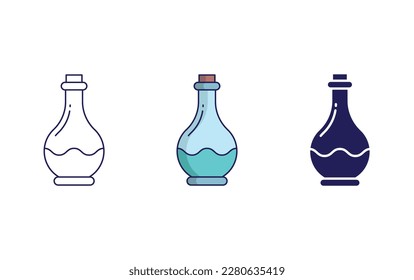 Flask line and solid vector icons
