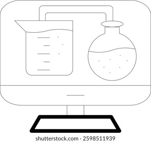 Flask Line Vector Icon Design