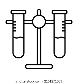 Flask with lines on a white background. The concept of laboratory research. Can be used as an icon.