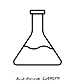 Flask with lines on a white background. The concept of laboratory research. Can be used as an icon.