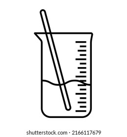 Flask with lines on a white background.  Chemistry concept. Can be used as an icon.