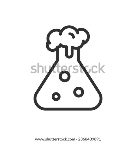 Flask with liquid and foam, linear icon. Line with editable stroke