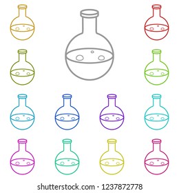 Flask with liquid icon in multi color. Simple glyph vector of halloween set for UI and UX, website or mobile application