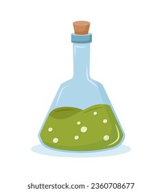 A flask of liquid. Learning concept, science, chemistry, biology, experiments. Halloween concept.