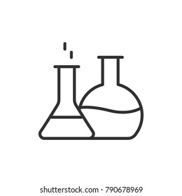 Flask with liquid. linear icon. Line with Editable stroke