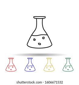 flask with liquid sketch multi color style icon. Simple thin line, outline vector of education icons for ui and ux, website or mobile application