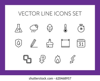 flask with liquid; sun behind rain cloud; Leaf; thermometer; clock; pencil; brush; board; calendar; ruble symbol; Fire; Lightning, drop on shield, anticorrosion protection, ecological compatibility,
