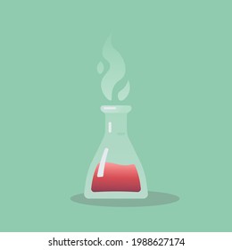 Flask with liquid, vector illustration of chemistry